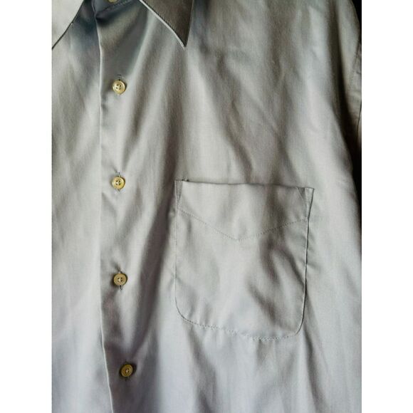 Geoffrey Beene Men’s Size 17 32/33 Sateen Long Sleeve Casual Button Down Shirt - Picture 4 of 7